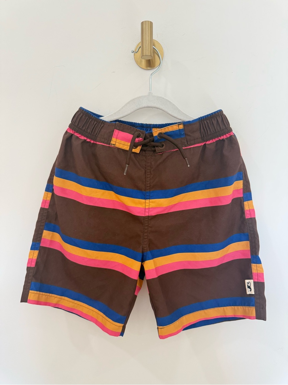 Mini Rodini Brown Multi-Stripe Swim Trunks